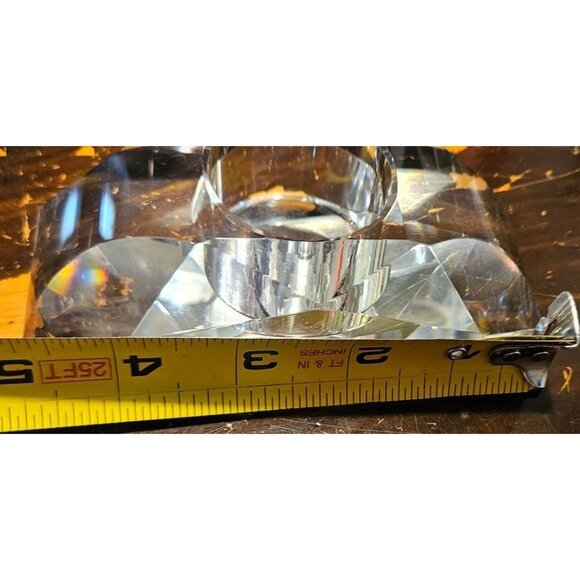 Vintage Crystal Vase & Candle Holder Signed Strubach & Oleg Cassini Pinstriped 5 - Picture 4 of 16